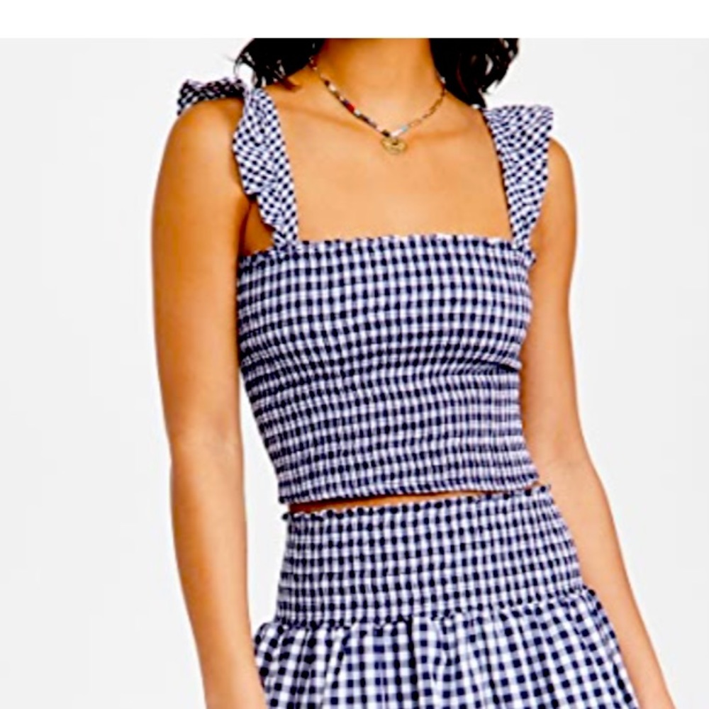 Gingham Tank with ruffled sleeve (never worn, NWT, out of stock everywhere)